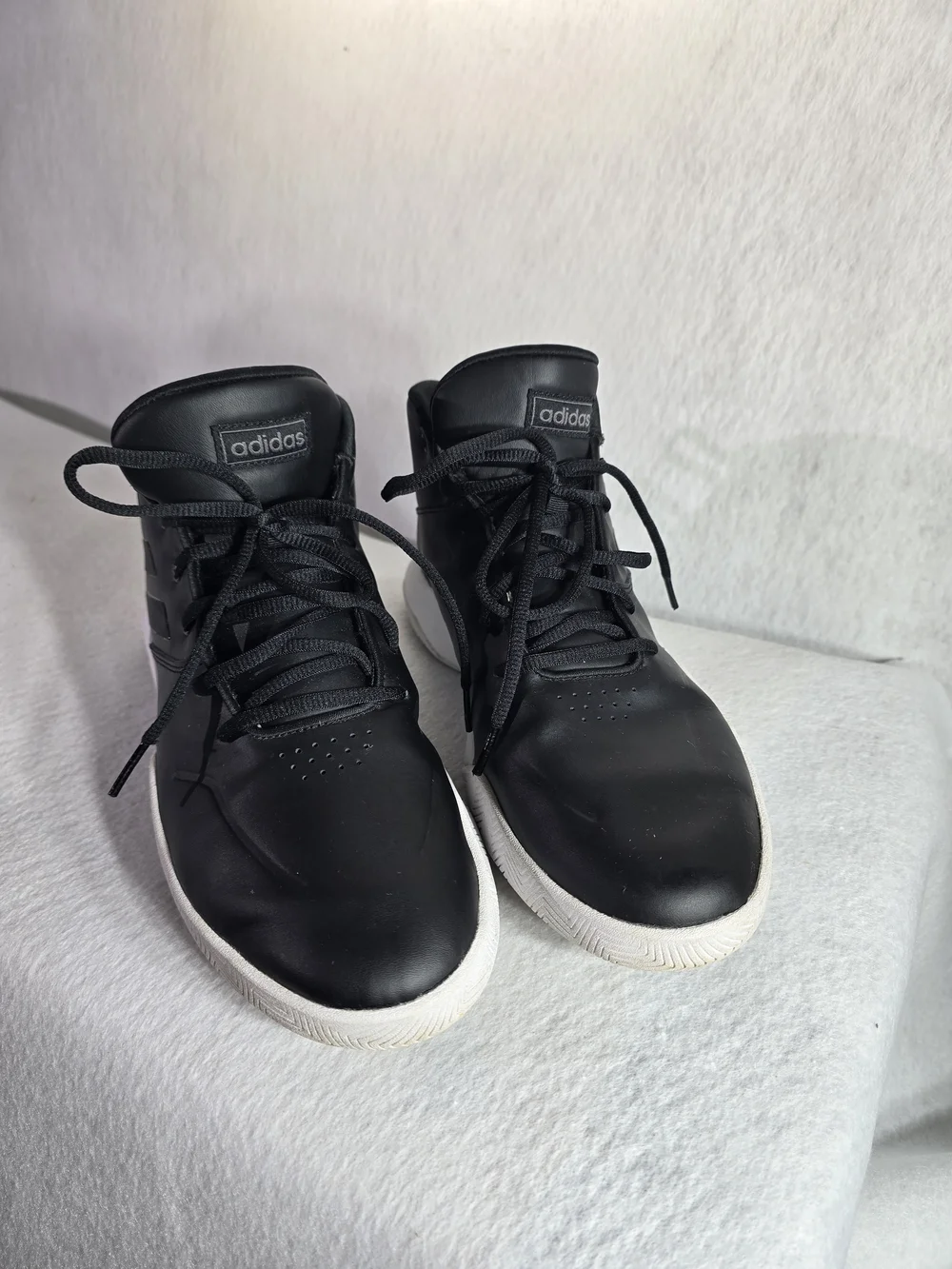 Adidas Black High-Top Sneakers with White Sole Size 10